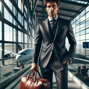 A gentleman boarding a flight