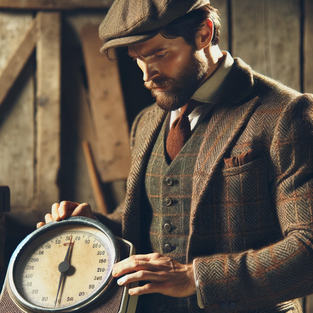 A gent holding a scale.
